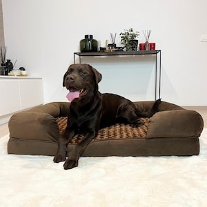 Extra Large dog bed, XL size Washable dog bed Waterproof Orthopedic Memory Foam Brown Dog Bed, Removable Cover, Premium Durable dog sofa bed