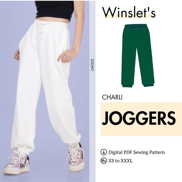 Joggers Pattern, Easy Jogger Sewing Patterns, Easy Sweatpants pattern for Women, Jogger Trousers, Loungewear Joggers Pattern