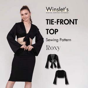 Tie Front Top Sewing Pattern for Women| Easy Long Sleeve Crop Top PDF| Beginner-Friendly PDF Pattern with Projector Files| Sizes US 02-32