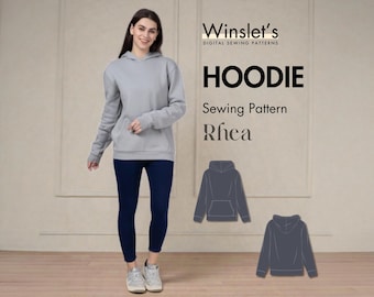 Beginner Hoodie Pattern| Easy Sweatshirt Pattern PDF| Hoodie Sewing Pattern Women| Pullover Hoodie with a Kangaroo pocket| US Sizes 02-32