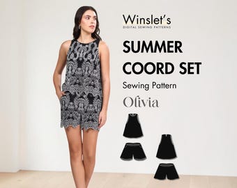 Easy Summer Coord Set Sewing Pattern| Beginner Tank Top and Shorts Pattern| Women’s Matching Coord Set| Two-Piece Digital PDF Sewing Pattern