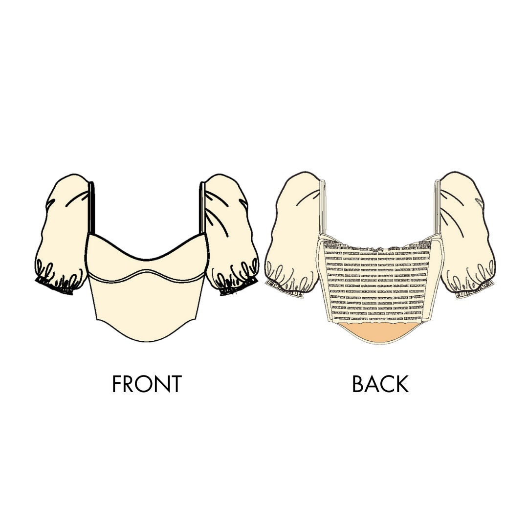 Milkmaid Top Pattern Bustier Top Pattern Puff Sleeves Top Pattern Crop ...