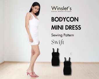 Bodycon Dress Pattern | Square Neck Dress Pattern| Beginner Dress Pattern| Mini Dress Pattern | PDF Dress Sewing Pattern for Women