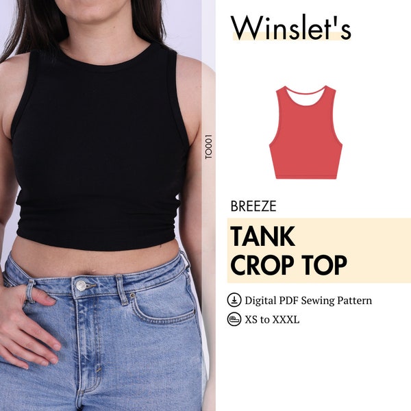 Tank Top Pattern, Easy Sewing Pattern, Digital Pattern, Tank top sewing pattern for women, Crop Tank Top Pattern, Crop Top Sewing Pattern