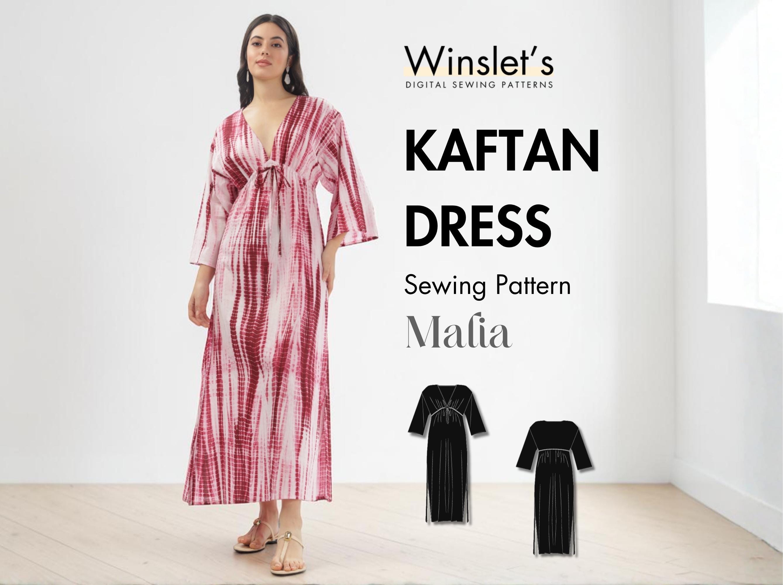 chinese dress ladies Kaftan Maxi Dress Printable Sewing Pattern main image 1