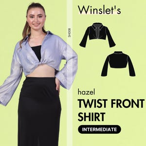 Twist Front Top| Shirt Sewing Pattern| Crop Top Pattern| Shirt Sewing Pattern for Women| Long Sleeve Top Pattern| Shirt Digital Pattern PDF