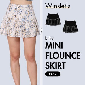 Easy Skirt Sewing Pattern | Flared Mini Skirt Pattern for Women| Ruffled Seam Detail and Fitted Waist Flounced Skirt| PDF Projector Pattern