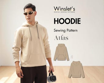 Hoodie Sewing Pattern for Men| Pullover Hoodie with Pockets| Easy Hoodie Pattern with Adjustable Strings| Men's Loungewear Pattern| PDF