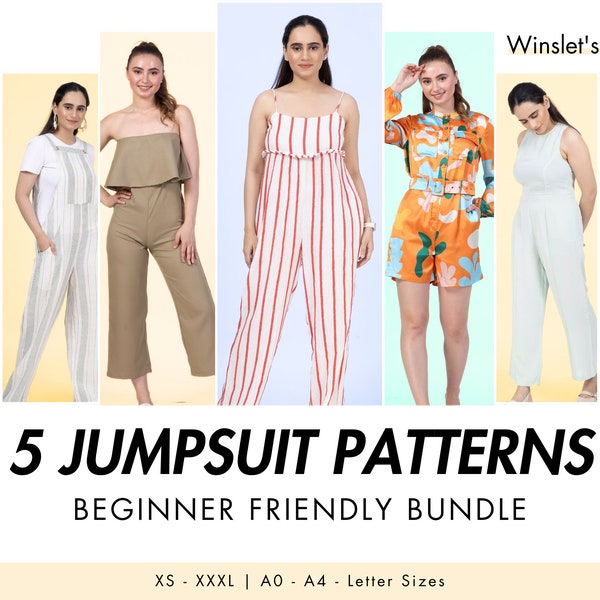 Jumpsuit Patterns, Jumpsuit Pattern Bundle Women, Overall Jumpsuit, Romper, Playsuit, Formal Jumpsuit Pattern, Strapless Jumpsuit Pattern