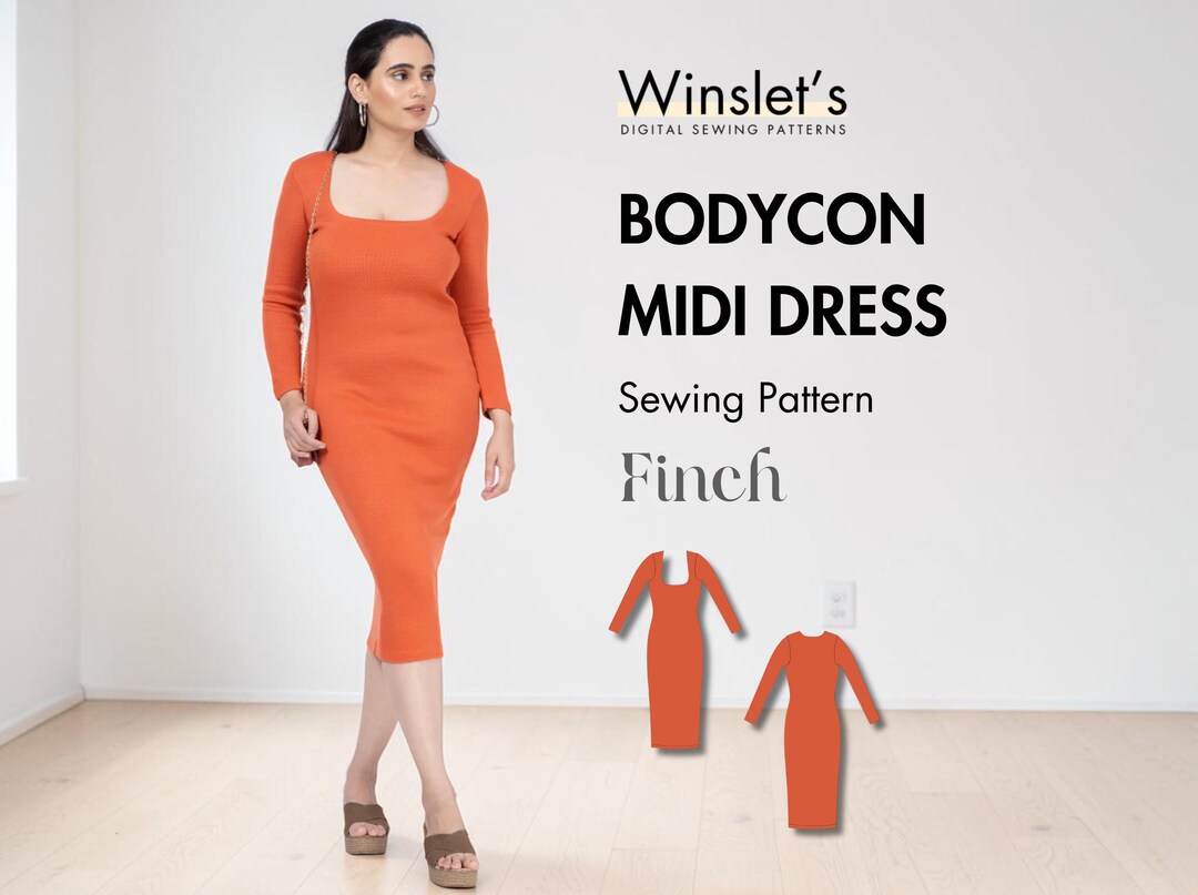Bodycon Dress Pattern| Midi Dress Pattern| Dress Sewing Pattern for ...