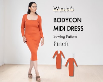 Bodycon Dress Pattern| Midi Dress Pattern| Dress Sewing Pattern for Women| Party Dress Sewing Pattern| Classic Bodycon Dress