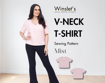 V Neck T shirt Pattern | V Neck Top Pattern | V Neck T Shirt Sewing Pattern for Women | Easy V Neck T Shirt Pattern | T Shirt PDF Pattern