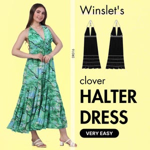 Halter Dress Pattern| Halter Neck Maxi Dress Sewing Pattern for Women| Easy Dress Sewing Pattern| Tiered Skirt| Projector Pattern