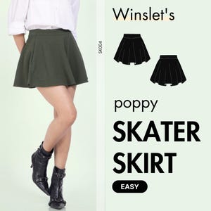 Easy Skirt Sewing Pattern for Women, Mini Skirt Pattern PDF Download, Skater Skirt Sewing Pattern with Pockets, Beginner Skirt Pattern