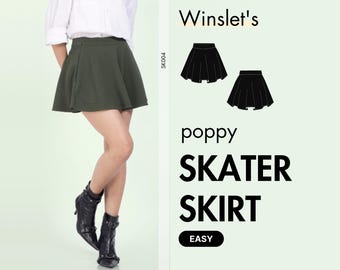 Easy Skirt Sewing Pattern for Women, Mini Skirt Pattern PDF Download, Skater Skirt Sewing Pattern with Pockets, Beginner Skirt Pattern