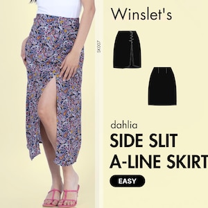 Slit Skirt Pattern| A line Skirt Pattern| Easy Summer Skirt Pattern| Skirt Sewing Pattern for Women| Midi Skirt Digital Pattern PDF