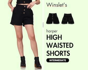 High Waisted Shorts Pattern| High Waist Shorts with a Zipper Fly| Shorts with Pockets for Women| Projector File| PDF Sewing Pattern