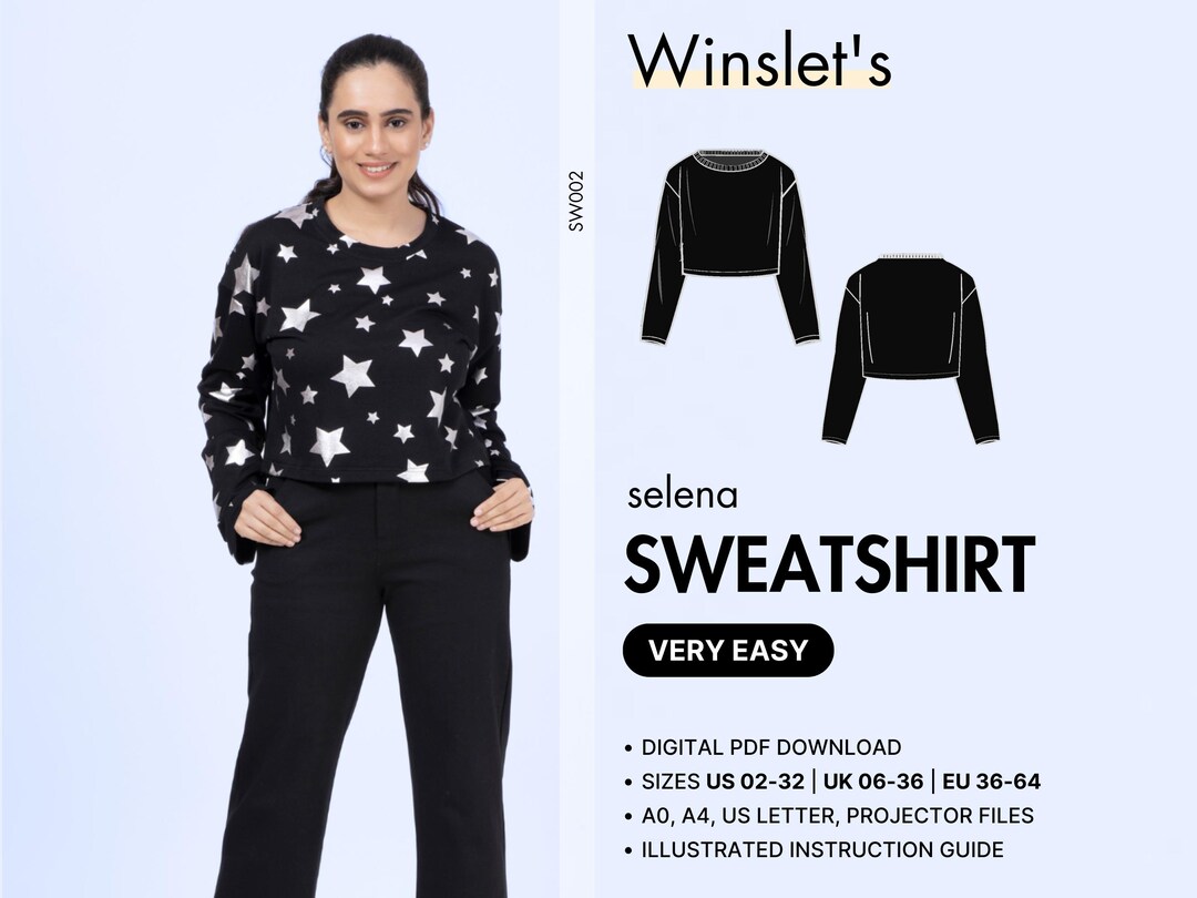 Easy Sweatshirt Sewing Pattern for Women – Long Sleeve Top Sweats ...