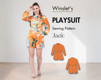Playsuit Pattern, Short Jumpsuit Pattern, Romper Pattern, Jumpsuit Sewing Pattern, Beginner Sewing Pattern for Women, Summer Jumpsuit