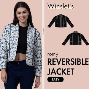 Reversible Jacket Sewing Pattern| Quilted Jacket PDF Pattern| Reversible Jacket Pattern| Sizes US 02-32| Round Neck Jacket Pattern