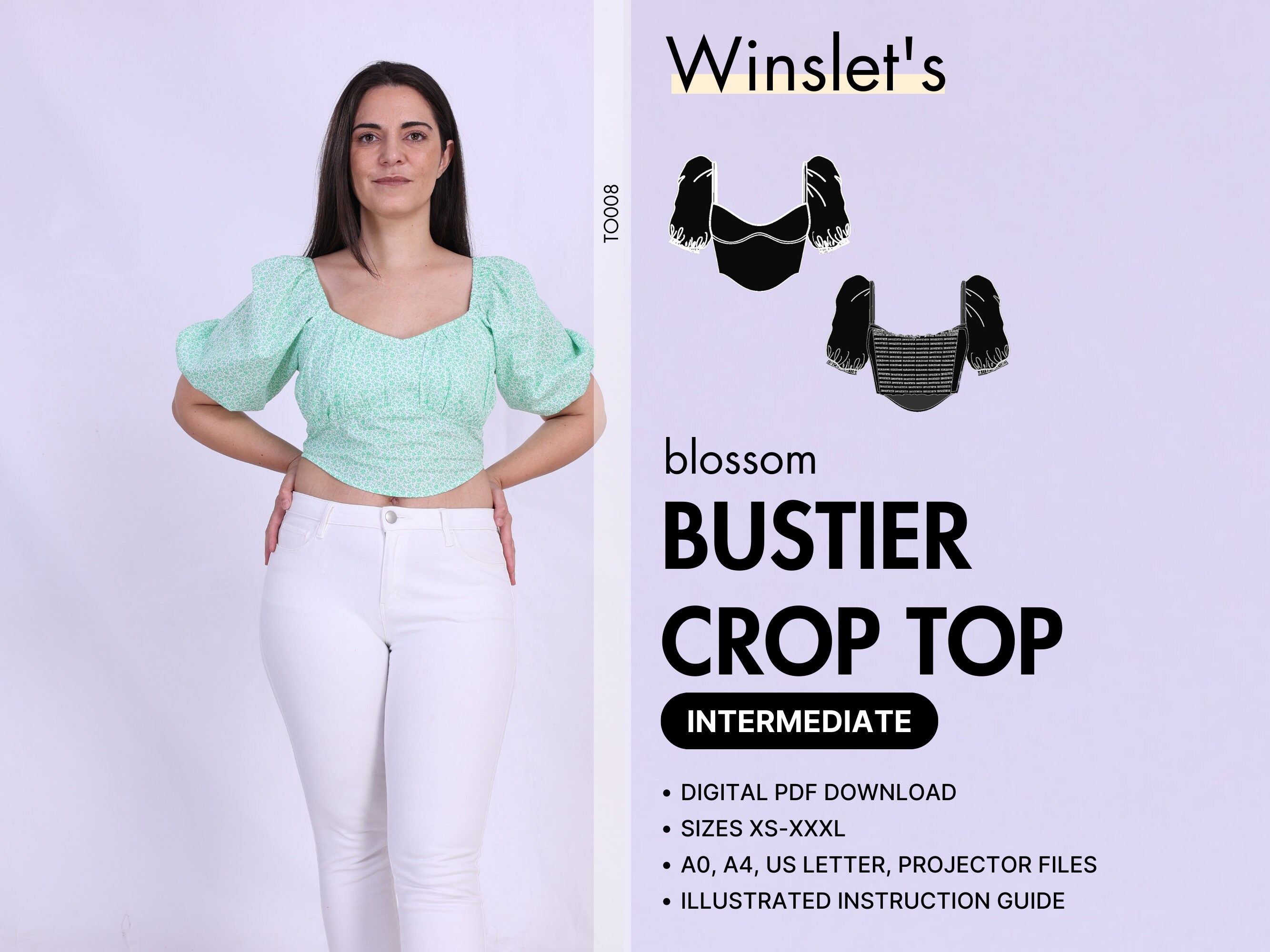 Milkmaid Top Pattern Bustier Top Pattern Puff Sleeves Top Pattern Crop ...