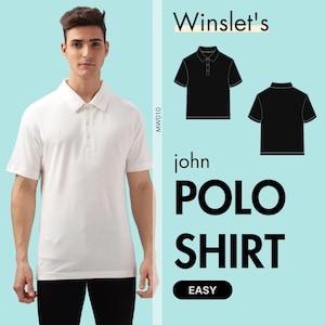 Easy Men's Polo Shirt Sewing Pattern PDF| Regular Fit Short Sleeve Shirt| Structured Collar With a Three-Button Placket| Instant Download