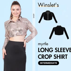 Shirt Pattern| Crop Shirt Pattern| | Long Sleeve Top Pattern| Women Shirt Pattern| Digital Pattern PDF| XS-XXXL|
