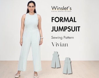 Jumpsuit Pattern, Easy Jumpsuit Sewing Pattern, Digital Pattern, Wide Leg Jumpsuit Pattern for Women, Formal Jumpsuit Pattern for Beginners