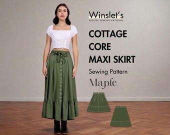 Cottagecore Skirt Pattern| Halloween Skirt Sewing Pattern| Cottagecore Maxi skirt Pattern for Women| Easy Skirt Pattern for Beginners