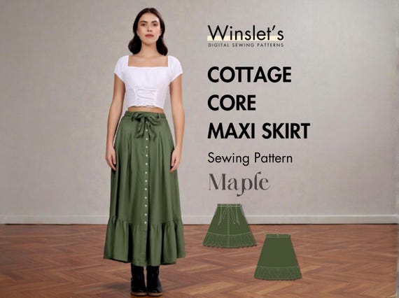 Cottagecore Skirt Pattern| Halloween Skirt Sewing Pattern| Cottagecore Maxi skirt Pattern for Women| Easy Skirt Pattern for Beginners