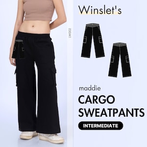 Y2k Cargo Sweatpants Pattern for Women, Loungewear Sewing Pattern, Easy Sweatpants Pattern with Pockets, Instant PDF Download
