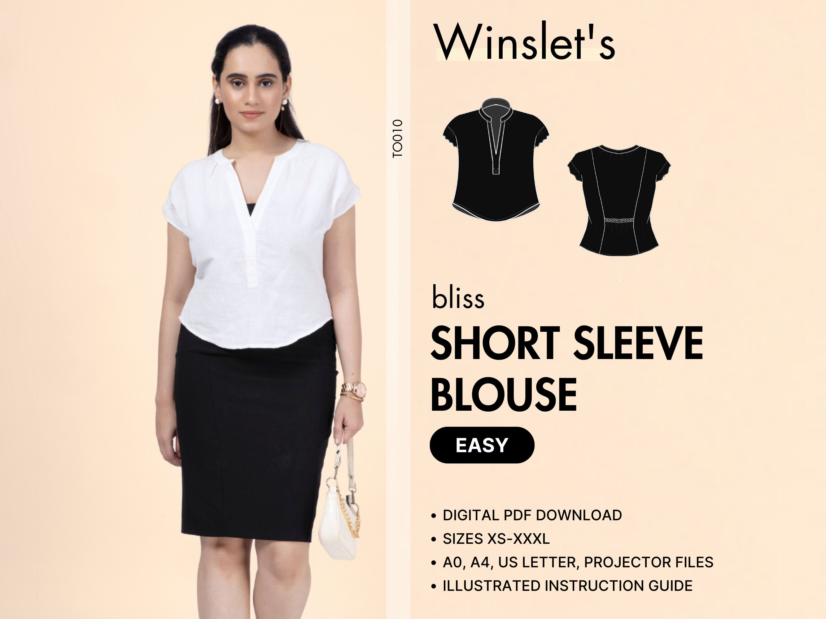 Blouse Pattern Short Sleeve Blouse Pattern Easy Blouse Sewing