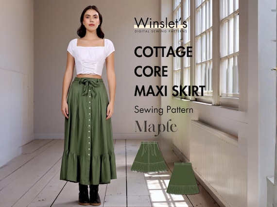 Cottagecore Skirt Pattern| Halloween Skirt Sewing Pattern| Cottagecore Maxi skirt Pattern for Women| Easy Skirt Pattern for Beginners
