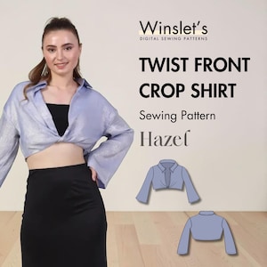 Twist Front Top| Shirt Sewing Pattern| Crop Top Pattern| Shirt Sewing Pattern for Women| Long Sleeve Top Pattern| Shirt Digital Pattern PDF