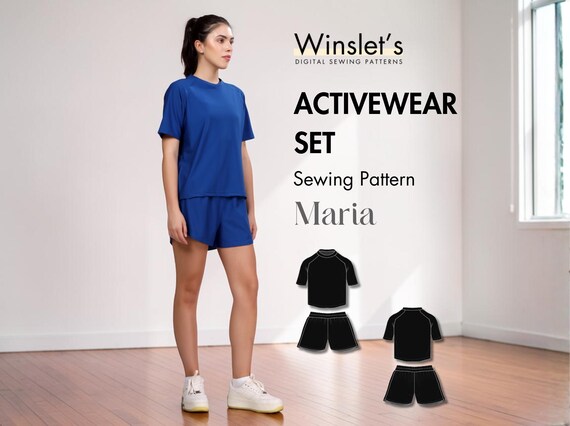 High-Performance Activewear Coord Set Sewing Pattern – Raglan Tee & Training Shorts for Ultimate Mobility, Projector File, Sizes US 2-32