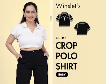 Crop Top Pattern| Polo Shirt Pattern| Easy Sewing Pattern| Polo Crop Top Sewing Pattern for women| Instant Download| Projector Pattern