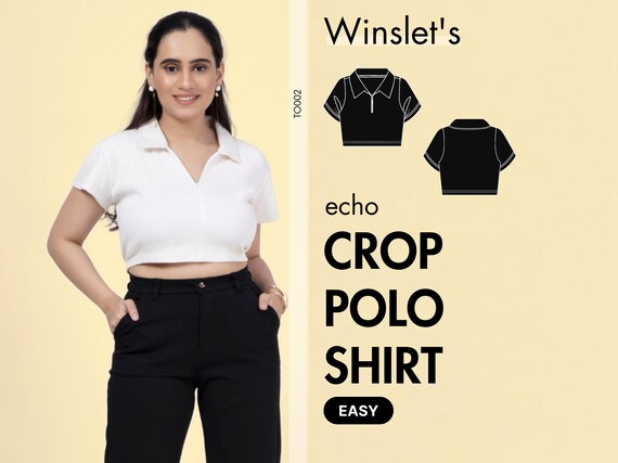 Crop Top Pattern| Polo Shirt Pattern| Easy Sewing Pattern| Polo Crop Top Sewing Pattern for women| Instant Download| Projector Pattern