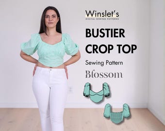 Milkmaid Top Pattern| Bustier Top Pattern| Puff Sleeves Top Pattern| Crop Top Pattern| PDF Download| Milkmaid Crop Top Digital Pattern
