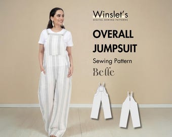 Overalls Pattern, Easy Sewing Pattern, Jumpsuit Sewing Pattern for Women, Overall Jumpsuit Pattern Beginners, Overalls Pattern