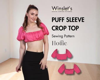 Puff Sleeve Top Pattern by Winslet's, Square neck Top pattern, Instant PDF download, Summer Dress, Crop Top Pattern