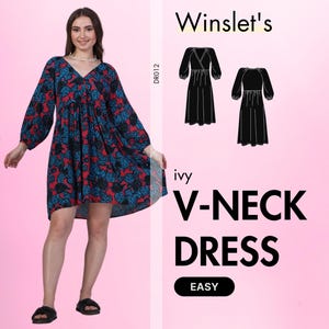 V Neck Dress Pattern| Midi Dress Pattern| Long Sleeves Midi Dress| Beginners Midi Dress Pattern | V-Neck Summer dress pattern
