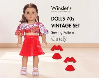 70s Retro Doll Outfit Sewing Pattern| Square-Neck Crop Top & Flared Skirt| Vintage-Inspired Doll Skirt and Top| PDF Pop Doll Pattern