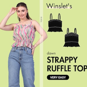 Top Sewing Pattern| Ruffle Top Pattern| Strappy Top Pattern| XS-XXXL| A0-A4-US Letter Sizes| Women's Top Sewing Pattern| Summer Top