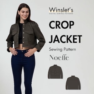 Short Jacket Pattern| Cropped Utility Jacket with Button-Front Closure and Dual Chest Pockets| Sizes US 02-32| Short Jacket Sewing Pattern