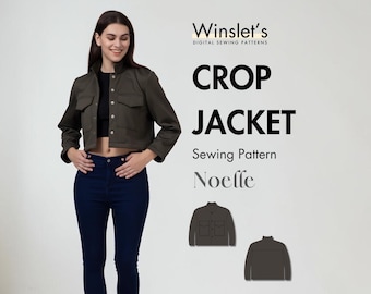 Short Jacket Pattern| Cropped Utility Jacket with Button-Front Closure and Dual Chest Pockets| Sizes US 02-32| Short Jacket Sewing Pattern