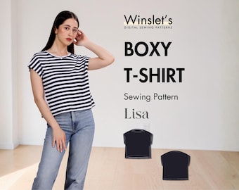 Boxy T-shirt Pattern for Women| Relaxed Boxy Top with Drop Shoulders and a Crew Neckline| Beginner Top Sewing Pattern| PDF Download