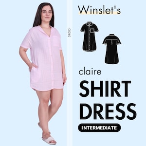 Shirt Dress Pattern by Winslet's, Easy Sewing Pattern, Instant download, Simple Instruction Guide, Beginner Pattern