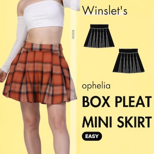 Mini Skirt Pattern| Pleated Skirt Pattern| Mini Skirt with Side Zipper| XS-XXXL| A4-A0-US Letter Sizes| Box Pleat Skirt Pattern for Women