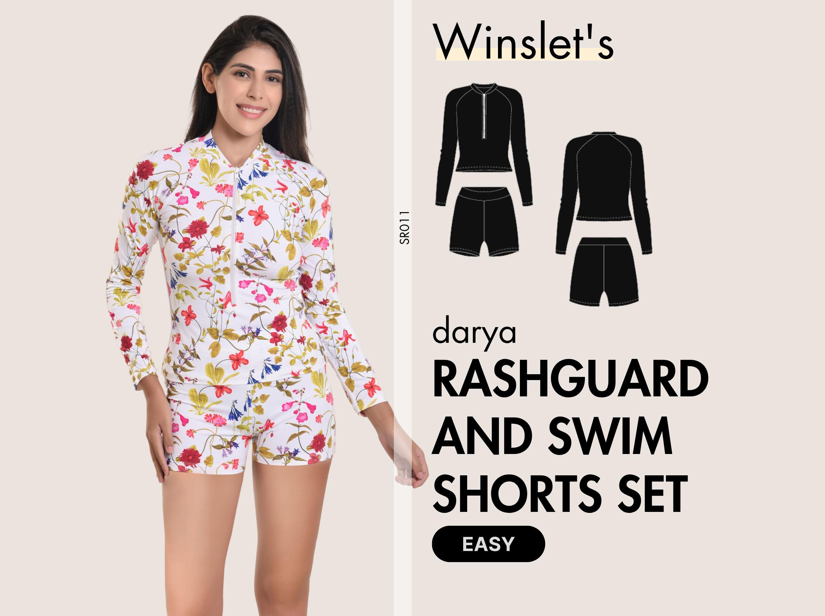 Rashguard & Swim Shorts Sewing Pattern| Two-piece Swim Set| High-waist ...