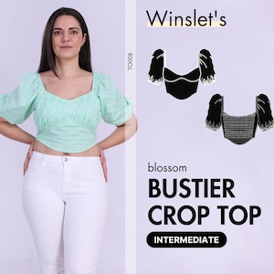 Milkmaid Top Pattern| Bustier Top Pattern| Puff Sleeves Top Pattern| Crop Top Pattern| PDF Download| Milkmaid Crop Top Digital Pattern